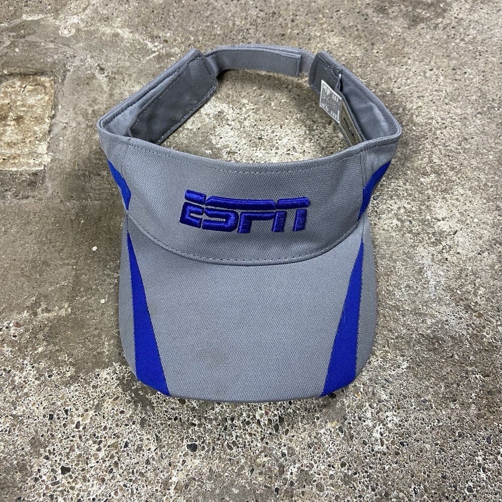 Vintage 90s Top Of The World ESPN Visor Strap Back Adjustable Gray Sports Logo